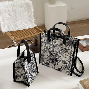 Sac Fourre-Tout En Toile Imperméable Imprimé Animal Jungle Sac À Bandoulière Pour Femme Quotidien Polyvalent