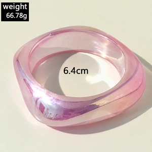 Pink iridescent resin bangle detail with dimensions 6.4cm and weight 66.78g