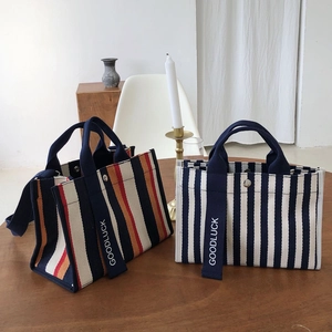 Sac Fourre-Tout Femme Toile Imperméable Rayures Imprimé Zèbre Sac À Épaule Bandoulière Avec Lettre Good Luck Mode Casual