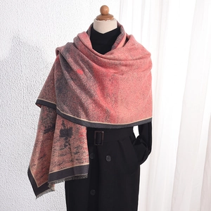 Écharpe Femme Impression Monet Soleil Levant Châle Glands Imitation Cachemire Épais Hiver Chaud Pashmina Élégant Enveloppement