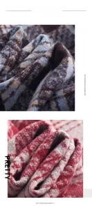 Close-up of imitation cashmere scarves with soft texture and classic plaid patterns