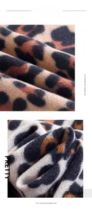 Detail showing soft imitation cashmere fabric texture and leopard print pattern