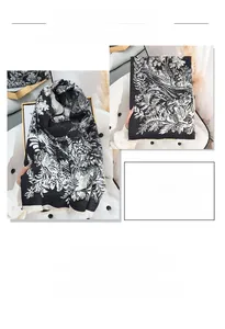 Detail of soft floral cashmere-feel scarf showing thick texture and retro botanical patterns