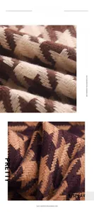 Close-up of premium houndstooth scarf showing thick cashmere-like knit texture in brown