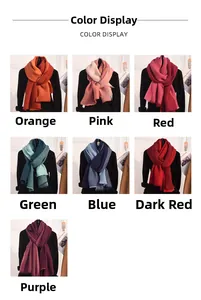 Detailed color selection showing cashmere-like scarves in multi-color knitted textures