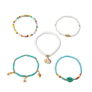 Ensemble de bracelets de cheville bohème en perles avec coquillages et étoiles de mer