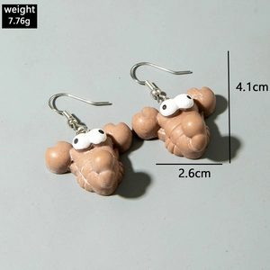 Detail view of 3D cartoon lobster earrings showing size specs and unique 7.76g weight