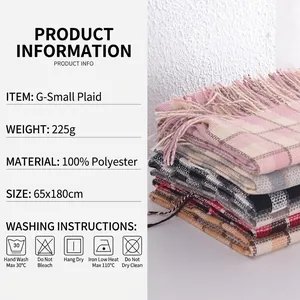 Plaid tassel scarf made of 100% polyester, multi-color checkered wrap 65x180cm
