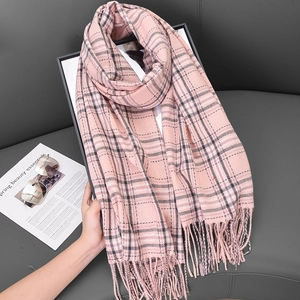 Vintage Checkered Plaid Scarf Imitation Cashmere Winter Warm Tassel Shawl Wrap For Men Women Classic British Style Cozy Scarf