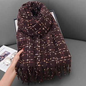 Plaid Imitation Cashmere Scarf With Tassels Thick Warm Winter Shawl Wrap For Men And Women Fashion Neck Warmer