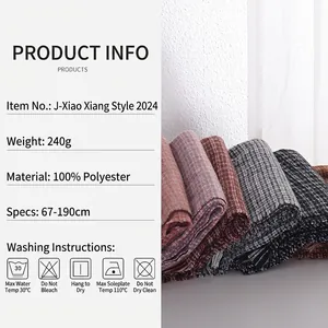 Écharpe à carreaux pour femmes d'automne hiver en polyester avec franges douces