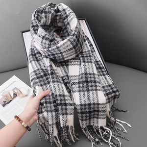 Damen Mode Plaid Schal Kaschmir Imitat Großes Kariertes Schultertuch Mit Quasten Weich Warm Winter Schal Wrap Für Damen