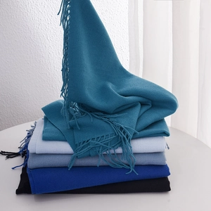 Red cashmere feel winter scarves for women and men, soft warm shawls with elegant tassels