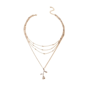Vintage mehrlagige Goldkette mit detailliertem Rosenanhänger und praktischem Karabinerverschluss