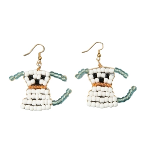 Boucles d'oreilles en perles faites main avec design de chien mignon et crochets dorés