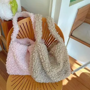 Sac À Épaule En Faux Agneau Pour Femmes Peluche Grande Capacité Sac Bandoulière Doux Polaire Chaude Automne Hiver