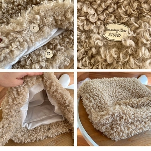 Sac cabas beige en imitation peau de mouton avec fermoir magnétique et doublure satin