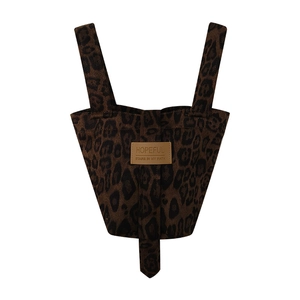 Leopard print canvas tote bag with leather logo patch and minimalist autumn design
