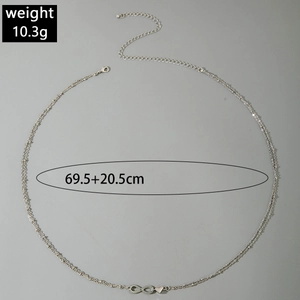 Silver-layered infinity heart waist chain with lobster clasp, 69.5cm length detail