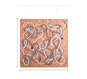 Detailed size info for 70x70cm square silk scarf featuring nautical rope patterns