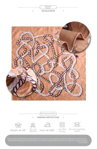 Detailed close-up of retro rope patterns and fine stitching on the silk scarf fabric