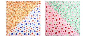 Detailed comparison of two floral silk square scarves with colorful daisy patterns
