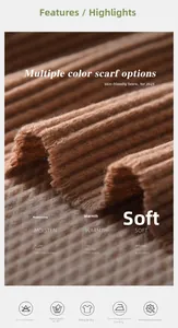 Macro shot of brown ribbed cashmere scarf showing soft texture and knit details