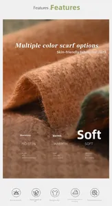 Detail shot of warm caramel thick scarf showing soft plush texture and skin-friendly fabric