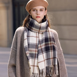 Sciarpa da Donna Vintage a Quadri in Imitazione Cashmere Con Nappine Invernale Caldo Scialle a Quadri Accessorio Moda