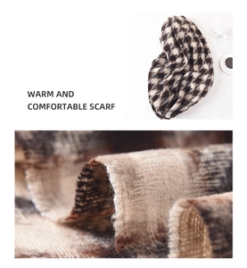 Λεπτομέρεια macro από μαλακή καφέ πλεκτή υφή houndstooth στο χειμερινό κασκόλ