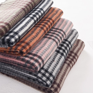 Classic checkered winter scarf set featuring thick warm textures in various color palettes