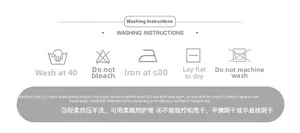 Detailed laundry care instructions and icons for printed cashmere feel winter scarves