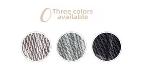 Detailed close-up showing silky jacquard fabric texture with logo pattern in three colors