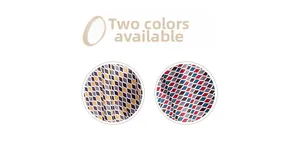 Detail of square silk scarf with geometric diamond lattice pattern in two color options