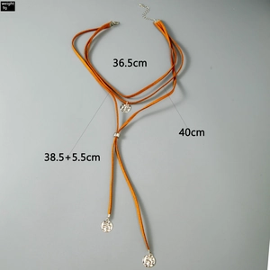 Detailed size and weight specs for the 3-layer bohemian brown suede choker necklace