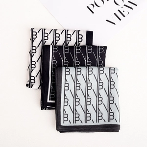 Three-piece set of knitted silk scarves with stylish geometric B patterns and diagonal lines