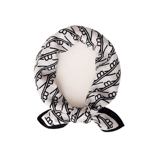 Classic black and white monogram silk scarf with elegant B-letter pattern and satin finish