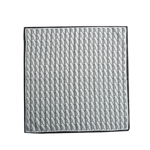 Elegant square silk scarf with black and white B-letter pattern for a chic urban look