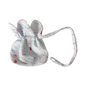Sweet bear seersucker crossbody bag with bunny ears and cute cartoon patterns