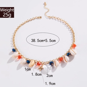 Detail view of shell necklace with dimensions 38.5cm length and starfish pendant size