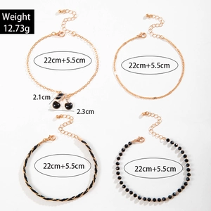 Detailed size and weight specs for multilayer red cherry beaded anklet set with crystals