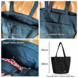 Borsa a tracolla plissettata minimalista con doppie tasche e chiusura lampo