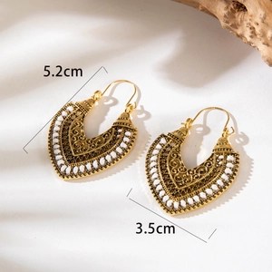 Detailed view of Bohemian drop earrings with dimensions 5.2cm height and 3.5cm width