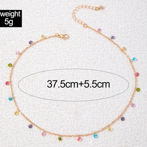 Detail of colorful beads and 37.5cm golden alloy chain with lobster clasp and extension