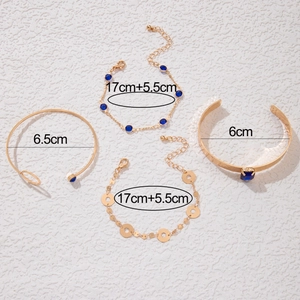 Spécifications de taille pour l'ensemble doré avec pierres bleues et bracelets joncs