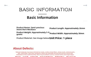 Detailed size specifications for the 26x30mm semi-precious stone ox horn pendant