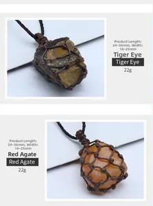Spécifications de taille pour colliers en maille tissée main avec œil de tigre et agate