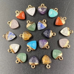 Faceted Heart Shaped Crystal Pendant Gold Plated Semi Precious Stone Heart Charms For DIY Necklace Jewelry Making Accessories