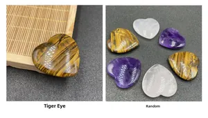 Pietre naturali lucidate a forma di cuore come occhio di tigre e cristalli di ametista