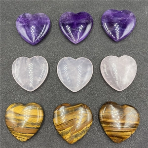 Pierre de Cristal de Guérison Naturelle en Forme de Cœur Améthyste Quartz Rose Oeil de Tigre Pierre d'Énergie pour Méditation Maison